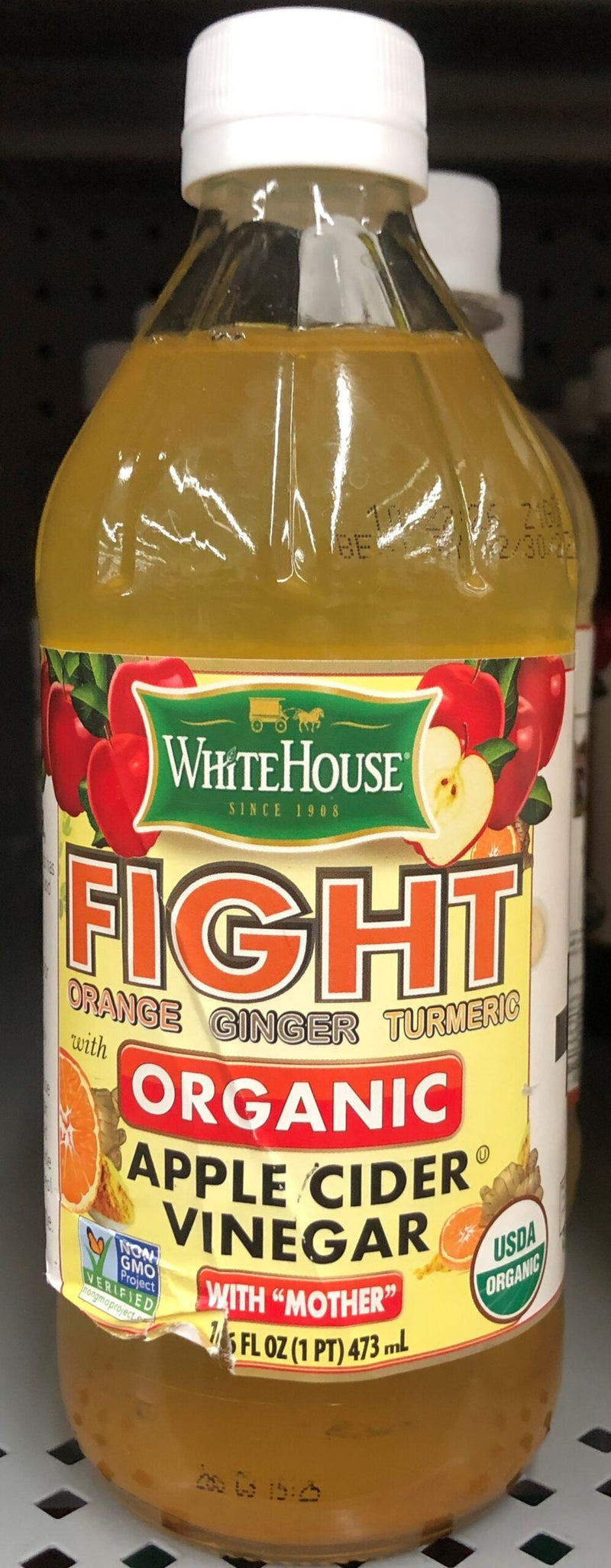 White House FIGHT Organic Apple Cider Vinegar with Mother 16oz Bottle