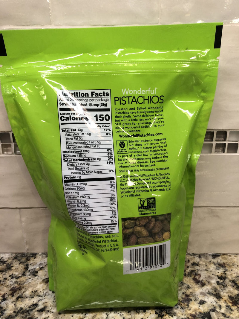 Wonderful Pistachios Shelled Roasted Salted 24 oz Bag Nuts Healthy Snack