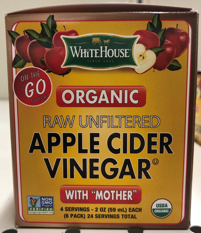 White House Organic Apple Cider Vinegar Shots 6 Ct Drink with Mother