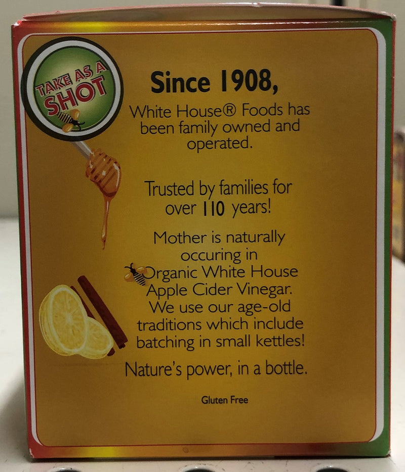 White House Detox Organic Apple Cider Vinegar Shots 6 Ct Drink with Mother