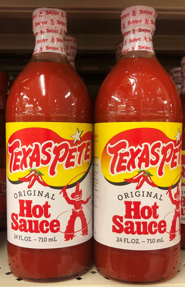 TWO BOTTLES Texas Pete Hot Sauce Pepper Wing 24 oz Tabasco Chili Eggs Grits