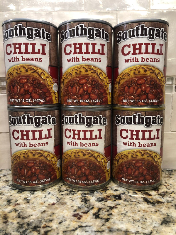 6 CANS SouthGate Foods Chili with Beans 15 oz Can Sauce Recipe