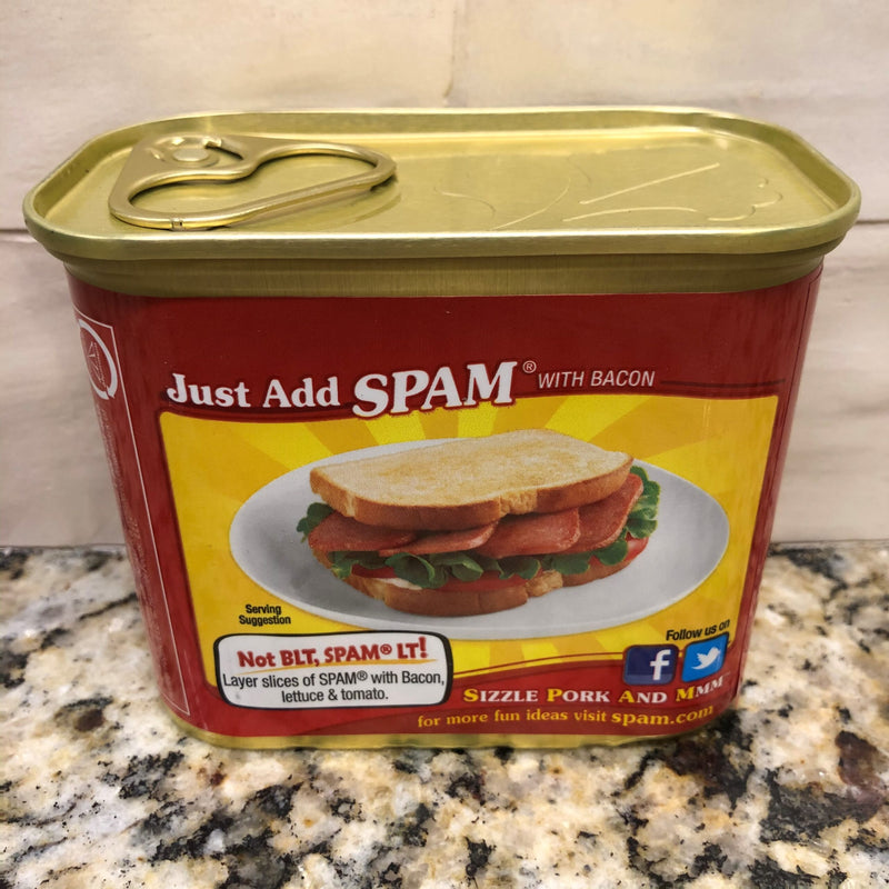 Spam with Real Hormel Bacon 12 oz Can Treet Lunch Meat Egg Breakfast