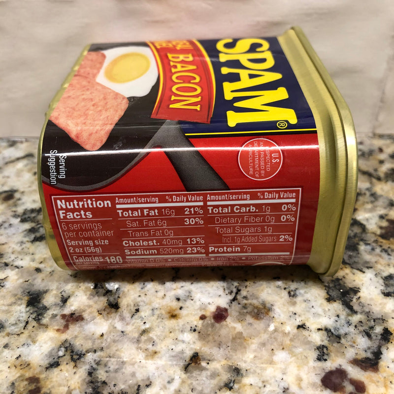 Spam with Real Hormel Bacon 12 oz Can Treet Lunch Meat Egg Breakfast