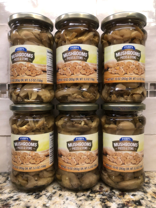 6 Jars of Pampa Pieces & Stems Mushrooms 10 oz Soup Pizza Pasta