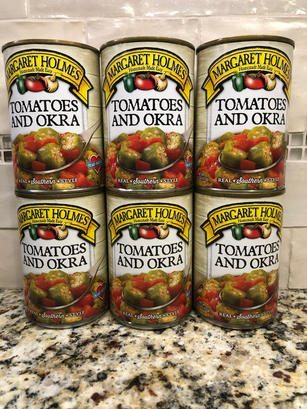 6 CANS Margaret Holmes Southern Style Tomatoes and Okra 14.5 oz Can