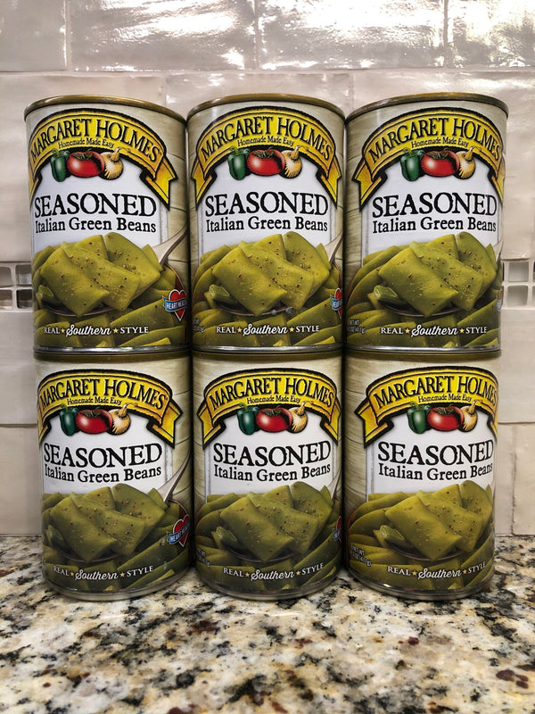 6 CANS Margaret Holmes Southern Style Seasoned Italian Green Beans 14.5 oz Can