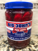 Big John's Pickled Pork Sausage 16 oz Jar Red Hots Meat Snack Wieners