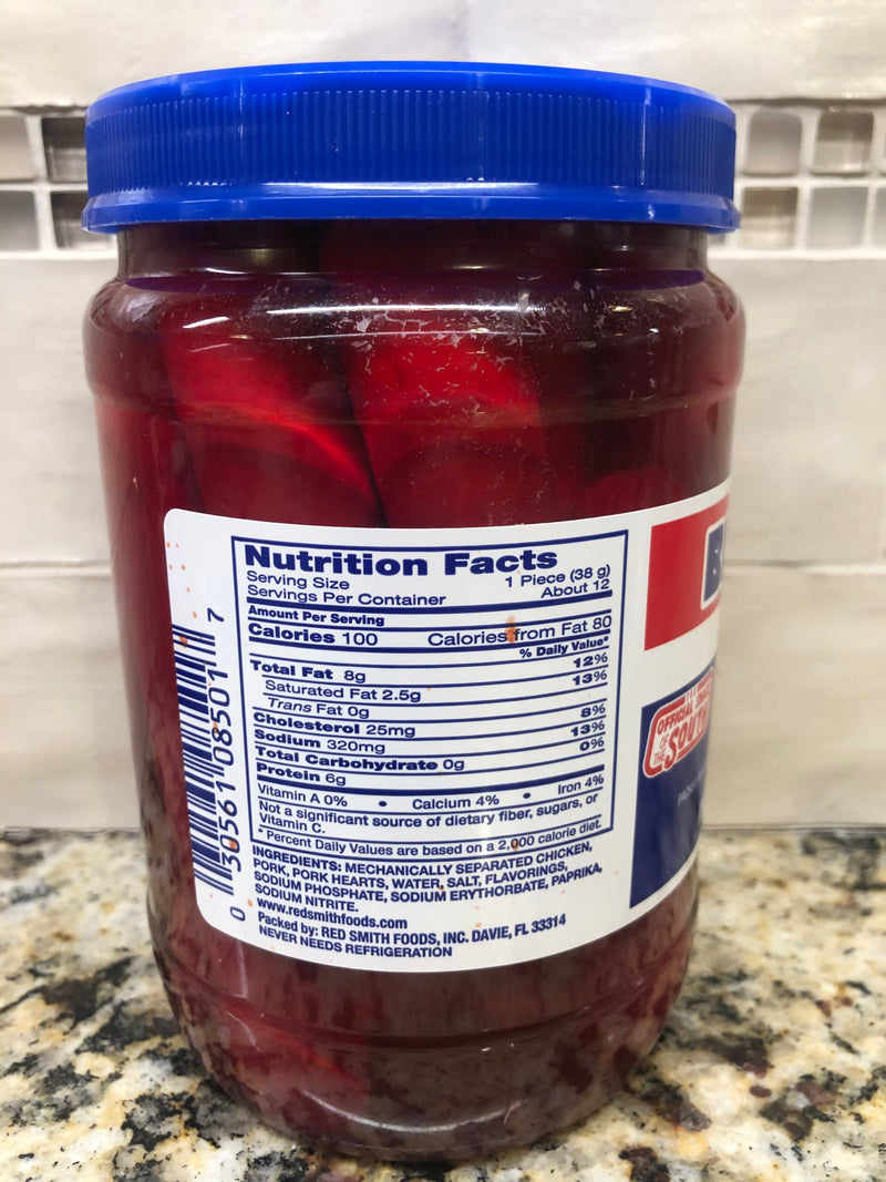 Big John's Pickled Pork Sausage 16 oz Jar Red Hots Meat Snack Wieners