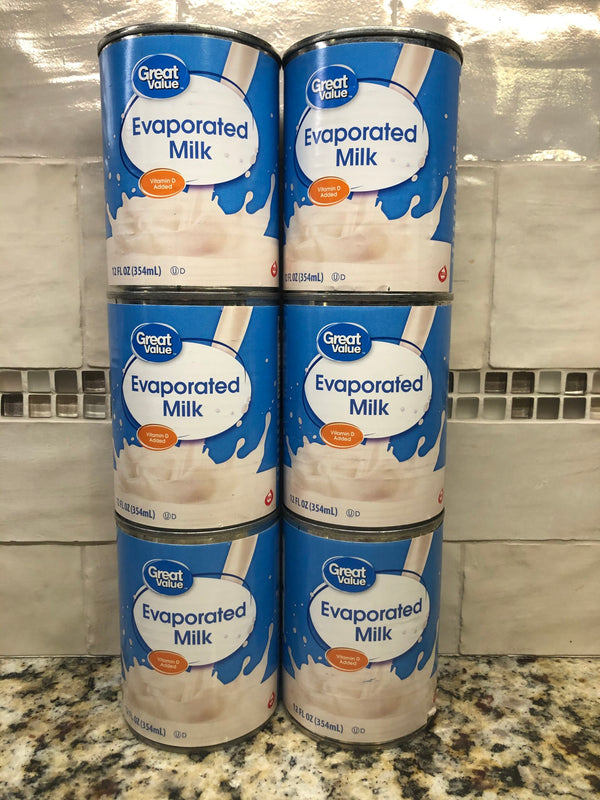 6 Cans Great Value Evaporated Milk 12 oz Can Sweet Dehydrated Baking