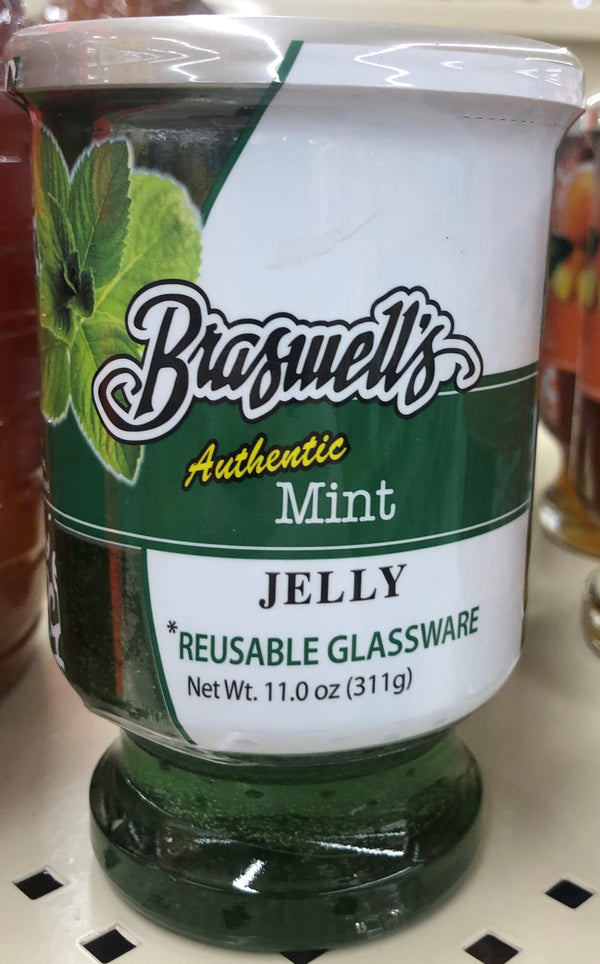 Braswell's Mint Jelly 11 oz Jar with Leave Jam Preserves Useable Cup