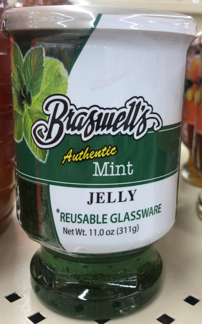 Braswell's Mint Jelly 11 oz Jar with Leave Jam Preserves Useable Cup