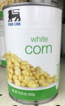 6 CANS Food Lion White Corn 15.25 oz Can Whole Kernel Vegetable