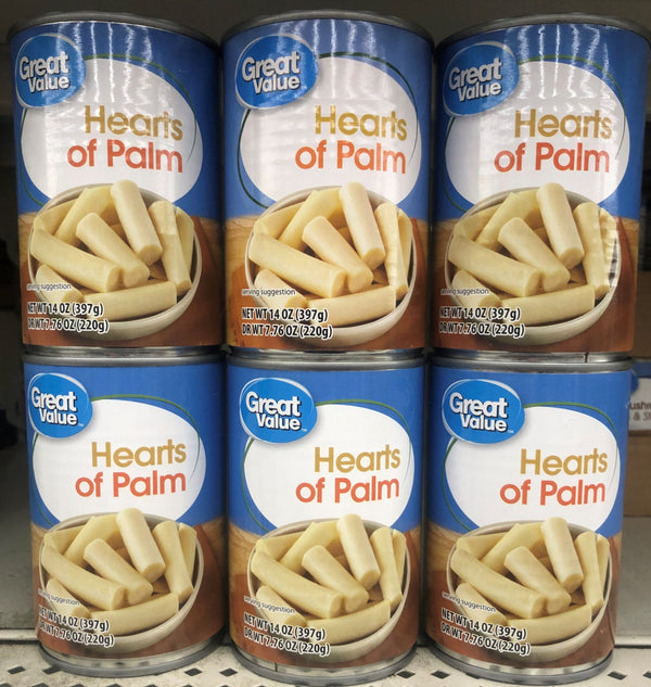 6 CANS Great Value Hearts of Palm 14 oz Can cabbage dip salad crunchy