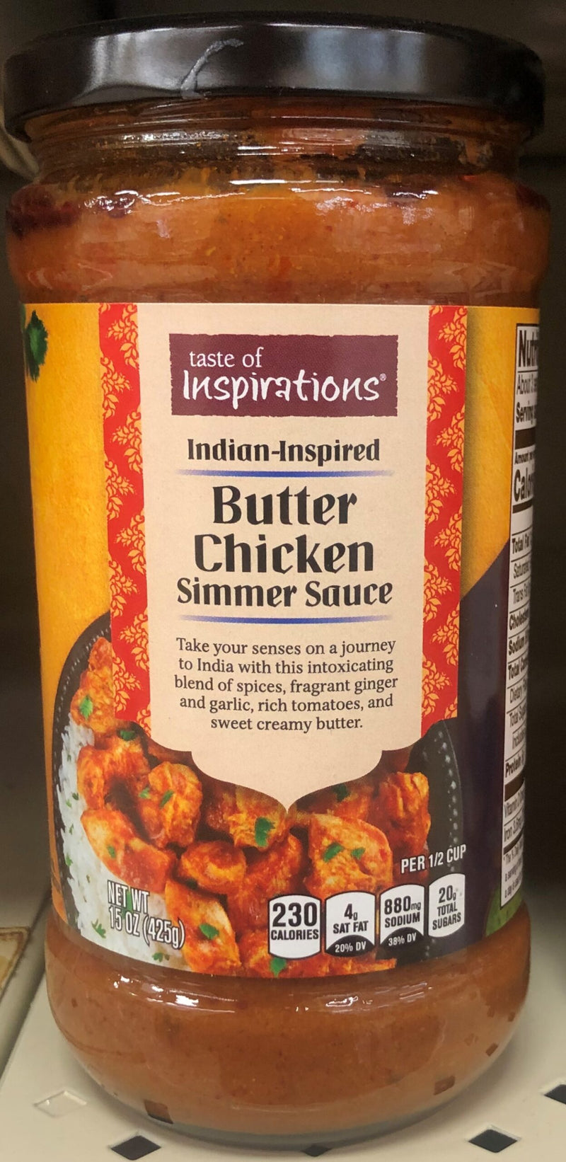 Taste of Inspirations Butter Chicken Simmer Sauce 15 oz kachumbar salad basmati rice