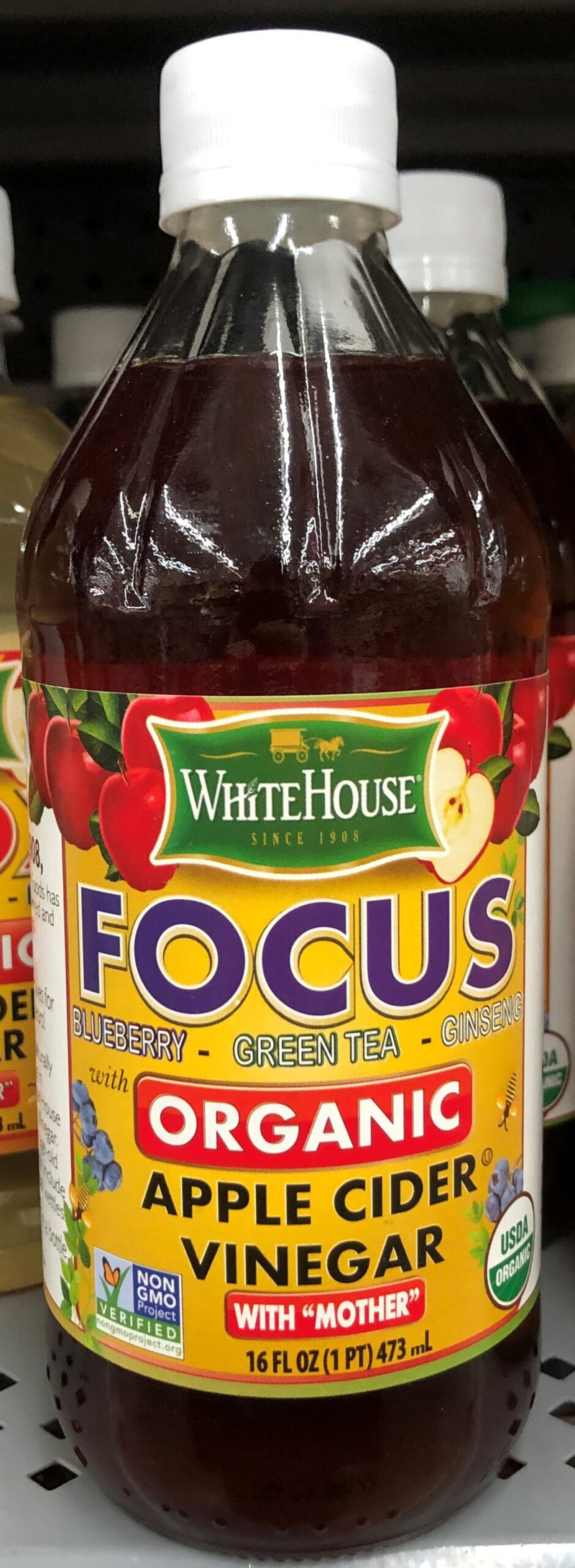 White House FOCUS Organic Apple Cider Vinegar with Mother 16oz Bottle