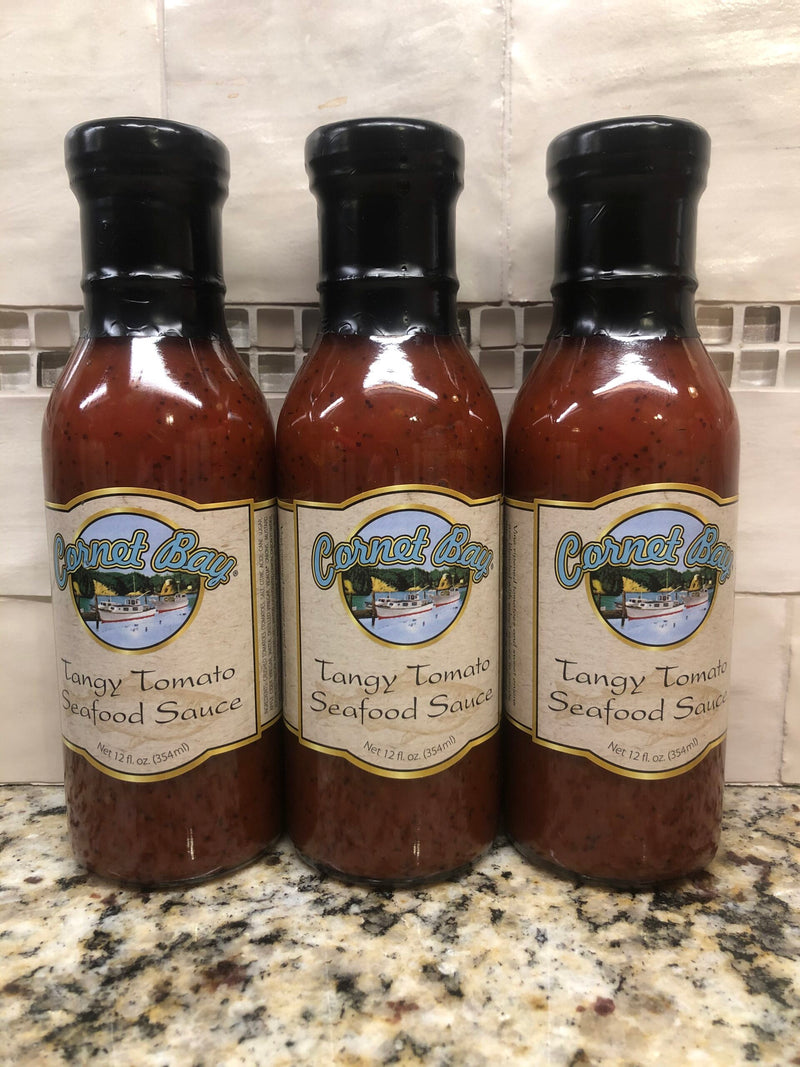 THREE BOTTLES Cornet Bay Tangy Tomato Seafood Sauce 12 Oz Cocktail shrimp seafood