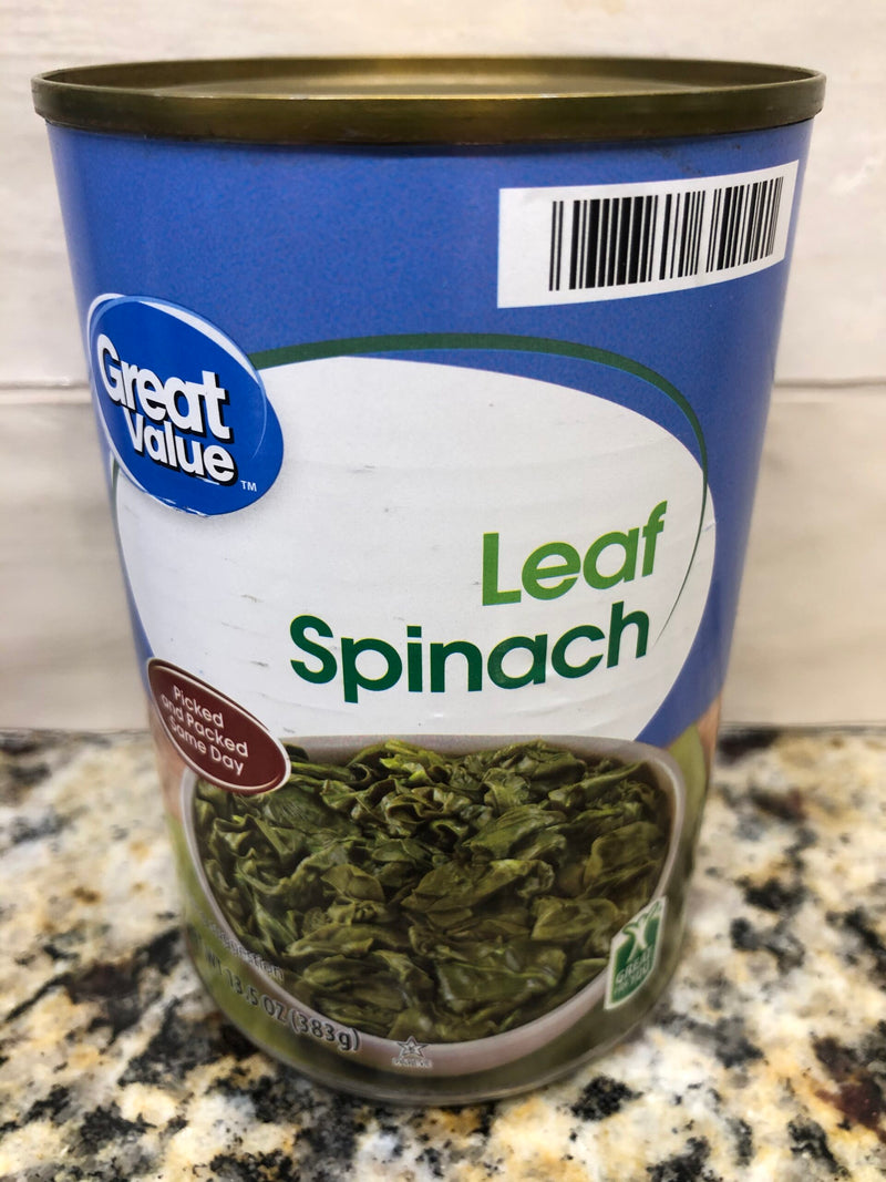 6 CANS Great Value Leaf Spinach 13.5 oz Can mixed greens cut soup quiche