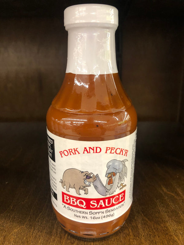 Pork and Peck'r BBQ Sauce 16 oz Bottle Barbecue North Carolina Pork Dip