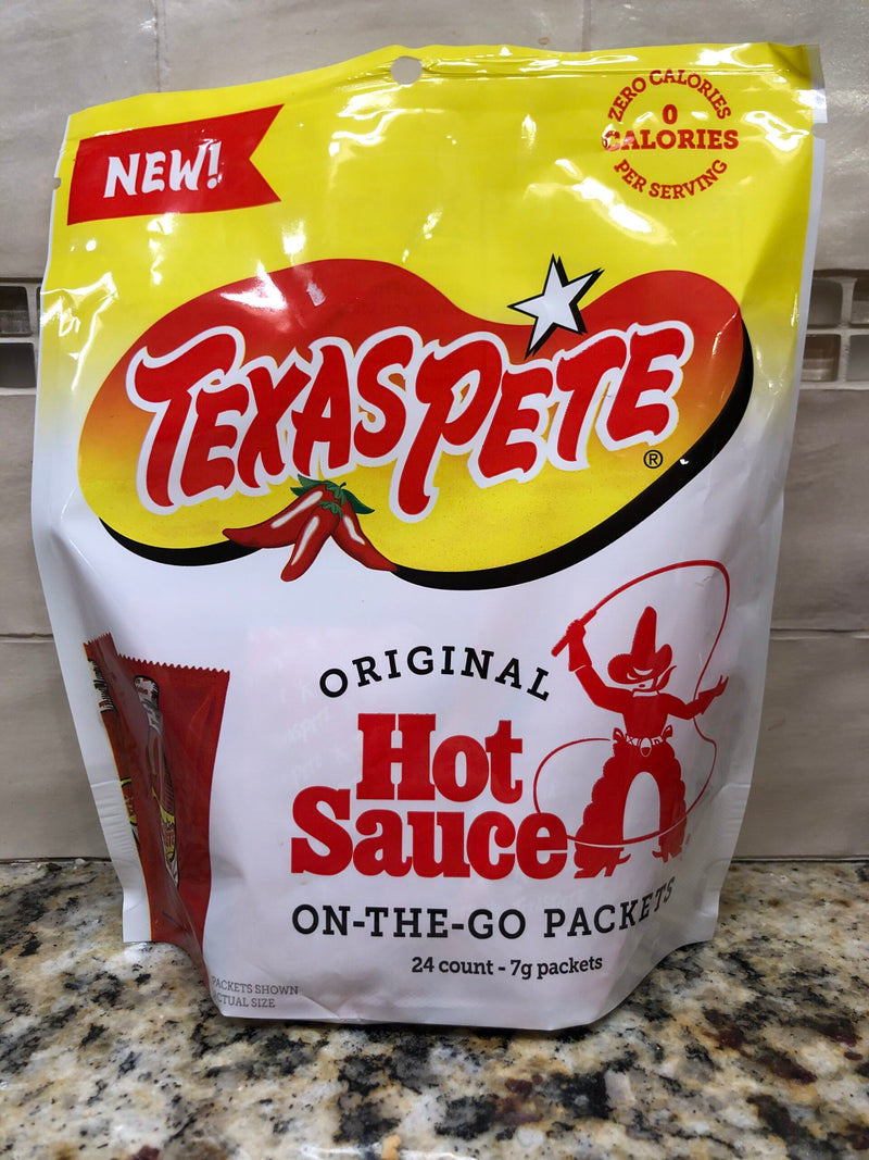 Texas Pete Hot Sauce On the Go Packets 24 Packs Pepper Wing Tabasco Eggs