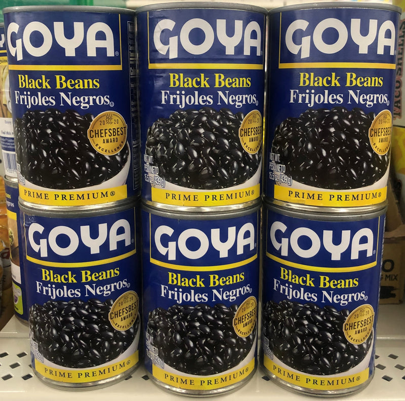 6 CANS GOYA Black Beans 15.5 oz Can Frijoles Negros refried rice soup