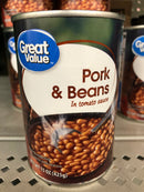 6 CANS Great Value Pork & Beans in Tomato Sauce 15 oz Can Vegetable