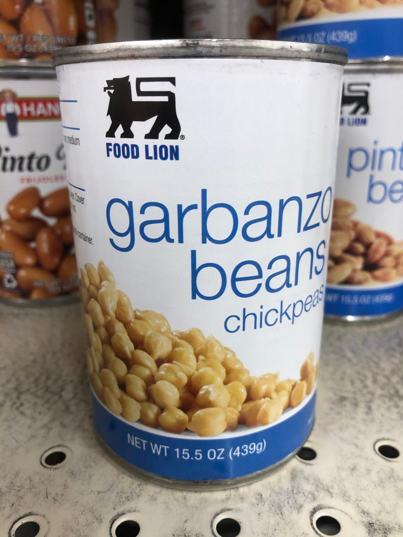 6 CANS Food Lion Chick Peas Garbanzo Beans 15.5 oz Can Hummus Dip Salad