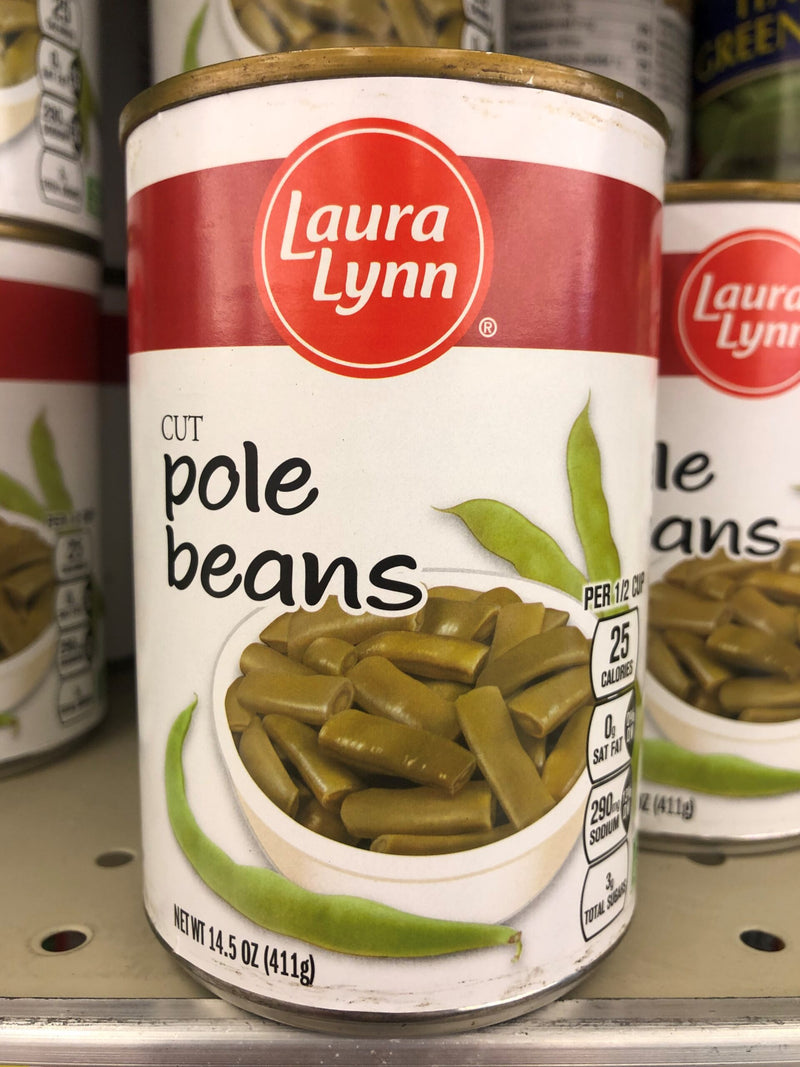 6 CANS Laura Lynn Cut Pole Beans 14.5 oz Can Italian Green string snap