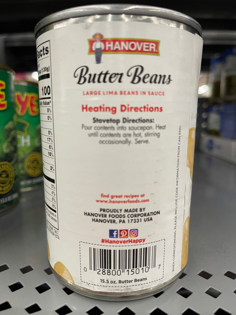 6 CANS Hanover Butter Beans 15.5 oz Can Large Limas in Sauce