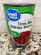 6 CANS Great Value No Salt Added Dark Red Kidney Beans 15.5 oz Can Vegetable