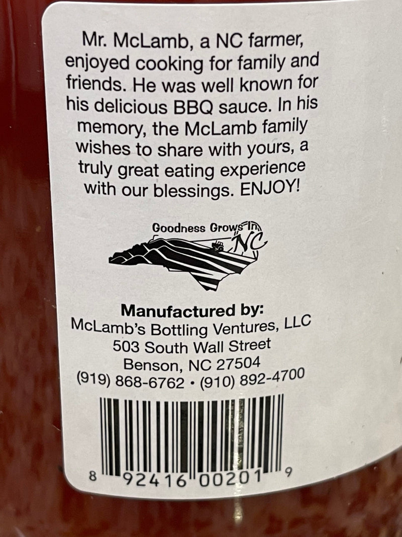 Vernon McLamb's Bar-B-Q Sauce 32 oz BBQ Pork Dip Ribs Chicken Benson NC