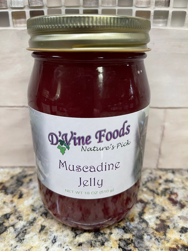 D'vine Foods Muscadine Jelly 18 oz Jar Sweet and Savory Jam Biscuit