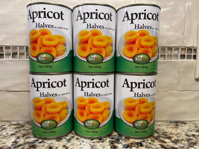 6 CANS NeoStar Apricot Halves in Light Syrup 15 oz can like Del Monte