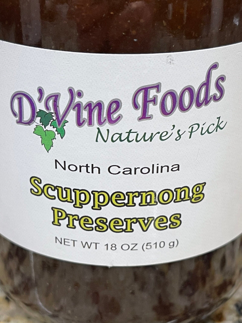 D'vine Foods Scuppernong Preserves 18 oz Jar Sweet Tart Grape Jam Biscuit Jelly