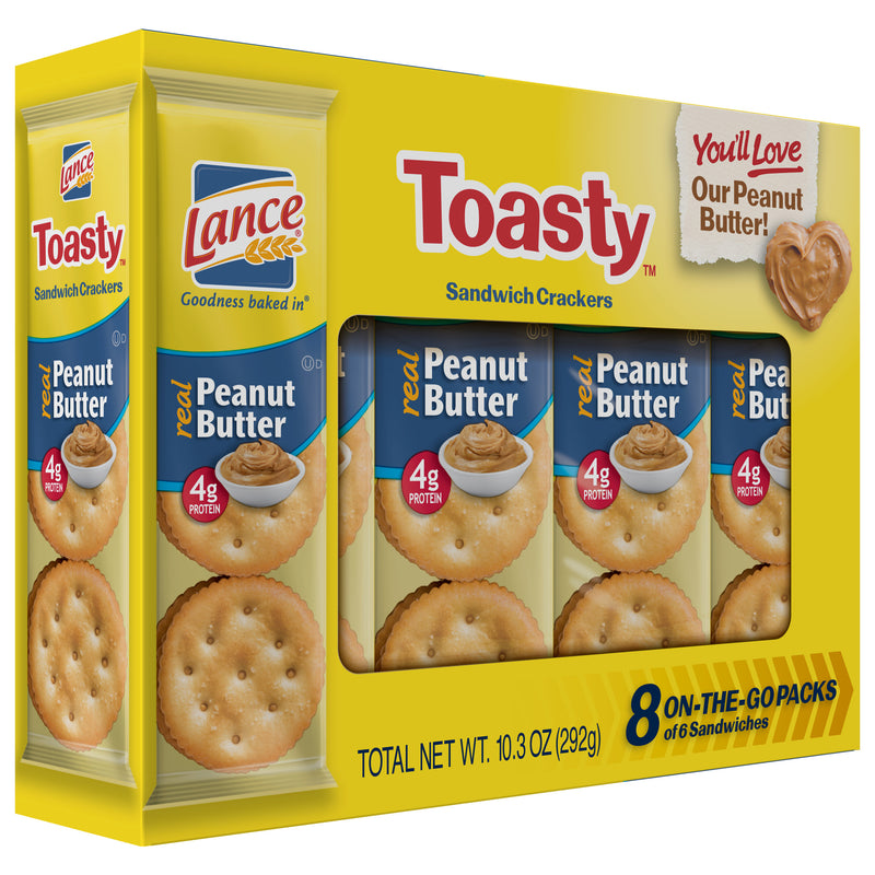 Toasty Lance Sandwich Crackers Real Peanut Butter Crackers 6 pack NABS Snack