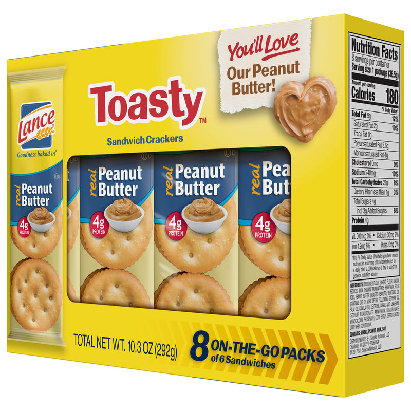 Toasty Lance Sandwich Crackers Real Peanut Butter Crackers 6 pack NABS Snack