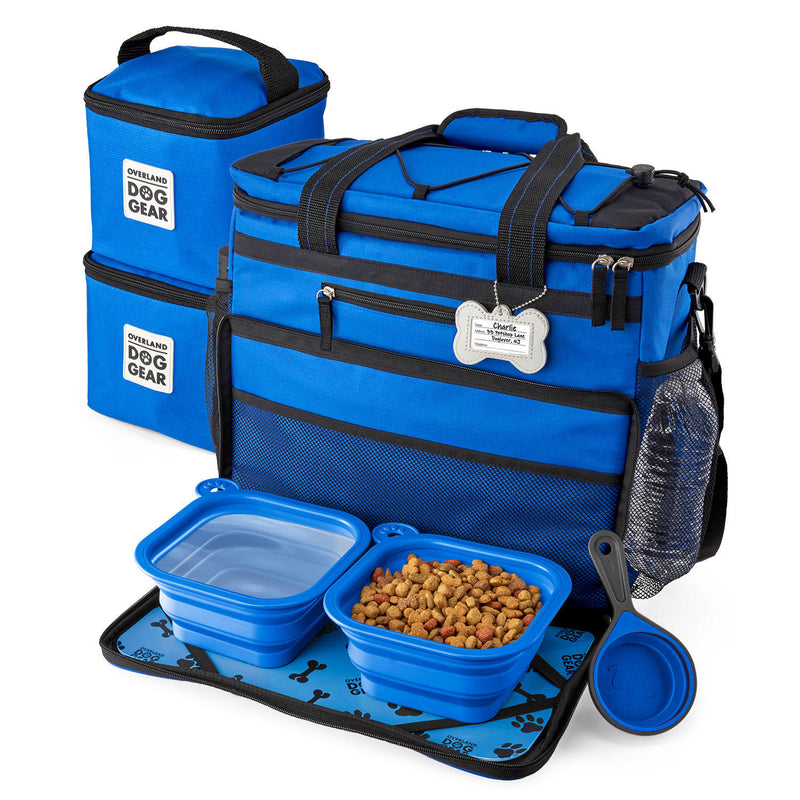 BLUE Overland Dog Gear Rolling Week Away Bag Lined Food Carrier Puppy