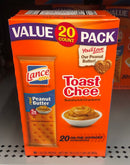 Toastchee Lance Sandwich Crackers Cheese Peanut Butter Crackers 20 pack NABS