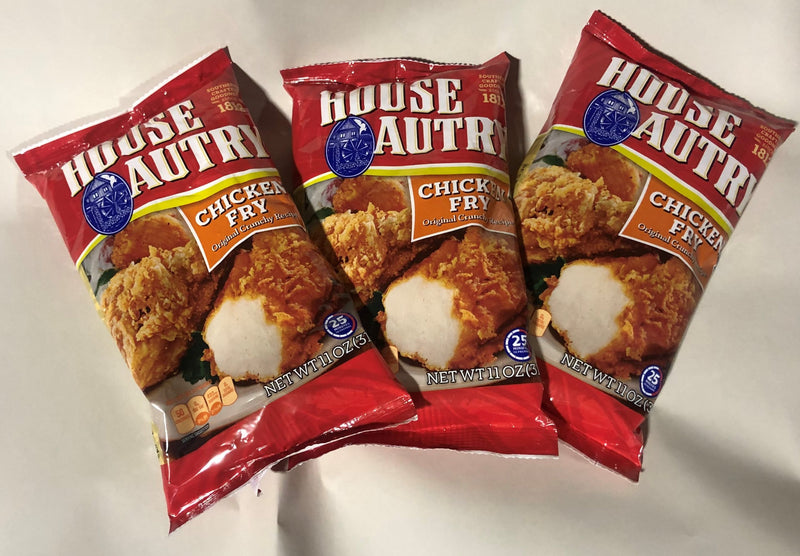 THREE BAGS House Autry Original Crunchy Recipe Chicken Fry 11oz Cripsy Fried Breader Mix Flour