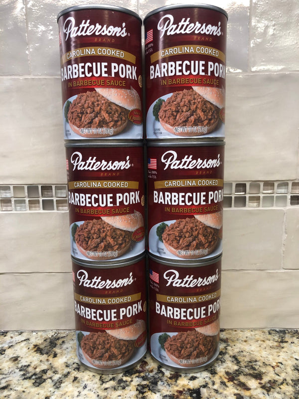 6 CANS Patterson's Carolina Cooked Barbecue Pork in Sauce BBQ Sandwich Pulled