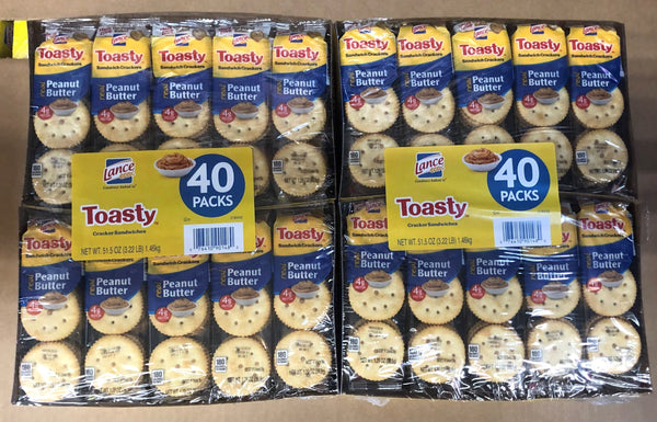 80 packs Toasty Lance Sandwich Crackers Real Peanut Butter NABS FREE SHIP