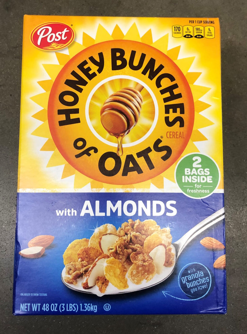 Post Honey Bunches of Oats with Crispy Almonds Cereal 48 oz 2 Bags Breakfast Milk