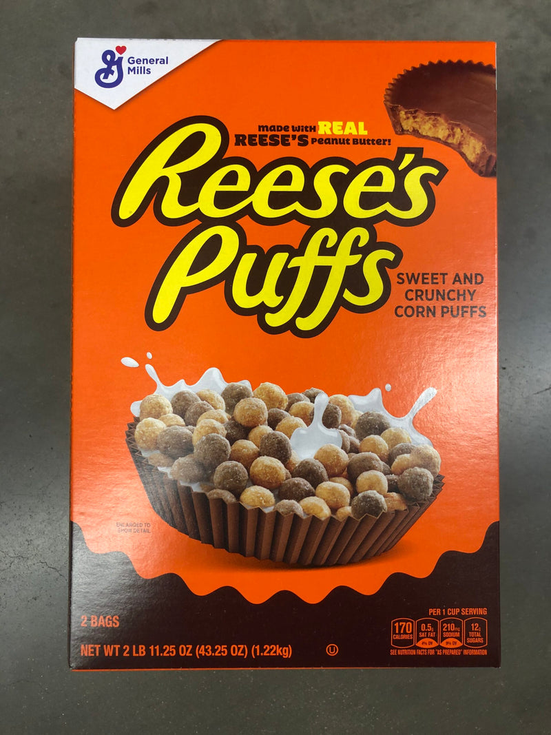 General Mills Reese's Puffs Cereal, Peanut Butter Chocolate 43.25 oz Breakfast Milk