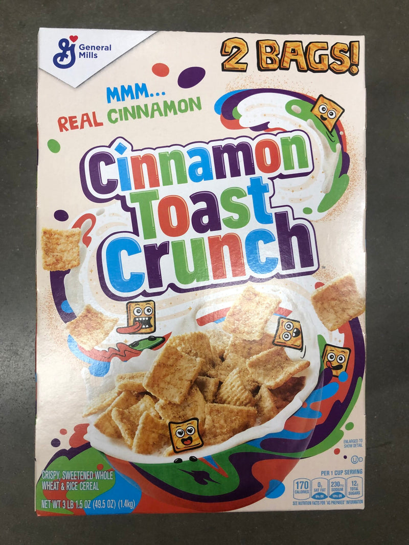 General Mills Cinnamon Toast Crunch Cereal 49.5 oz 2 Bags Breakfast Milk