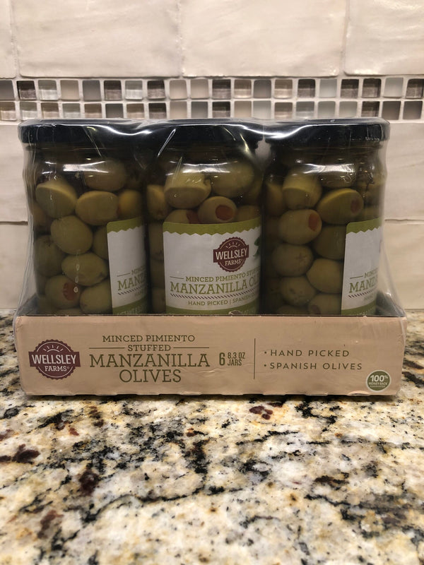 6 JARS Wellsley Farms Spanish Stuffed Manzanilla Olives 8.3 oz. Jar