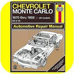 Repair Manual Book Chevrolet Monte Carlo 70-88 Owners