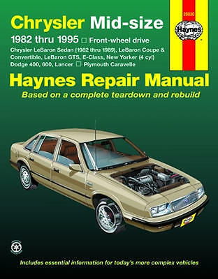 Repair Manual Book Chrysler LeBaron E-Class New Yorker