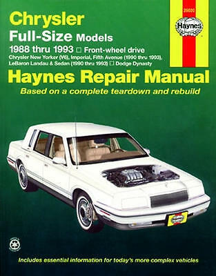 Repair Manual Book Dodge Dynasty Chrysler New Yorker