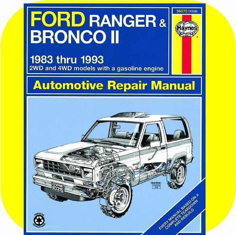 Repair Manual Book Ford Ranger Pickup Truck Bronco II