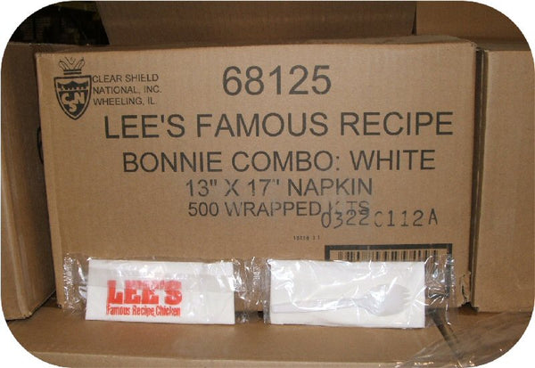 500 Lee's Chicken Sealed Napkin Packs spork case